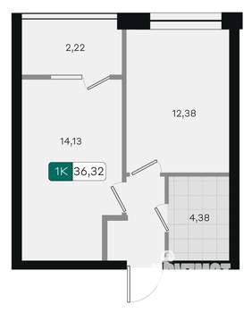 1-к квартира, вторичка, 36м2, 8/18 этаж