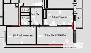 2-к квартира, вторичка, 62м2, 1/14 этаж