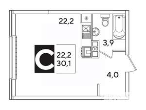 Студия квартира, вторичка, 30м2, 2/16 этаж