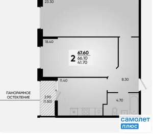 2-к квартира, вторичка, 68м2, 25/18 этаж