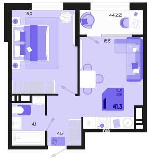 1-к квартира, вторичка, 39м2, 9/18 этаж