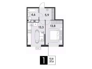 1-к квартира, вторичка, 38м2, 15/18 этаж