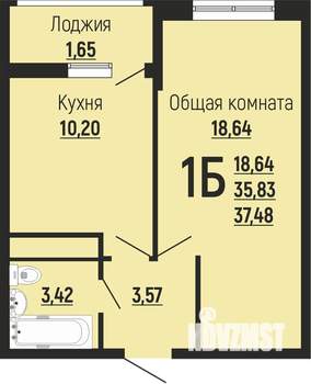 1-к квартира, строящийся дом, 36м2, 24/24 этаж