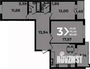3-к квартира, вторичка, 80м2, 17/19 этаж