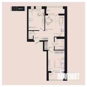 2-к квартира, вторичка, 59м2, 8/18 этаж