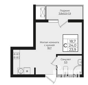 Студия квартира, вторичка, 24м2, 4/7 этаж