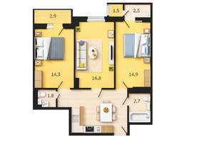 2-к квартира, вторичка, 60м2, 4/18 этаж