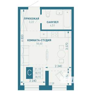 Студия квартира, вторичка, 29м2, 14/18 этаж