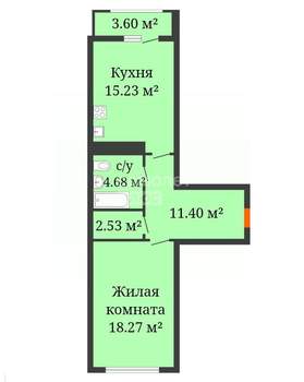 1-к квартира, вторичка, 55м2, 7/16 этаж
