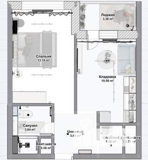1-к квартира, вторичка, 36м2, 24/24 этаж