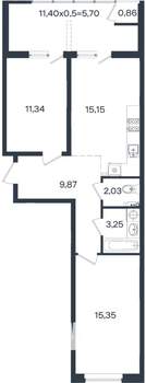 2-к квартира, вторичка, 64м2, 2/18 этаж