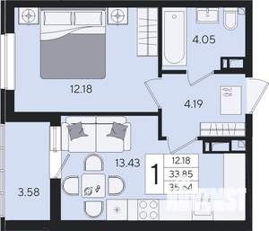 1-к квартира, вторичка, 36м2, 5/8 этаж