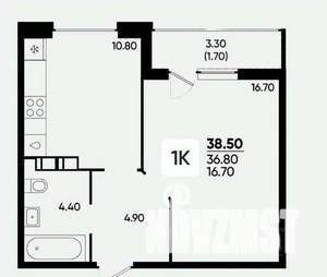 1-к квартира, вторичка, 38м2, 11/18 этаж