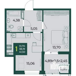 1-к квартира, вторичка, 42м2, 10/18 этаж