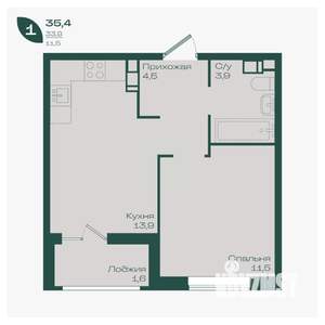 1-к квартира, вторичка, 35м2, 9/18 этаж