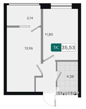 1-к квартира, вторичка, 36м2, 2/9 этаж