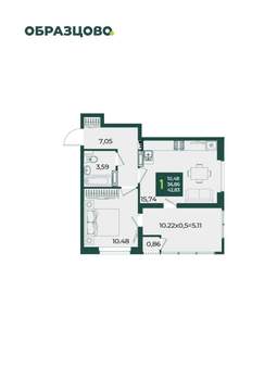 1-к квартира, вторичка, 43м2, 14/18 этаж