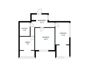 2-к квартира, вторичка, 51м2, 1/10 этаж