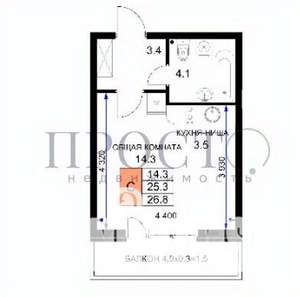 Студия квартира, вторичка, 27м2, 12/19 этаж