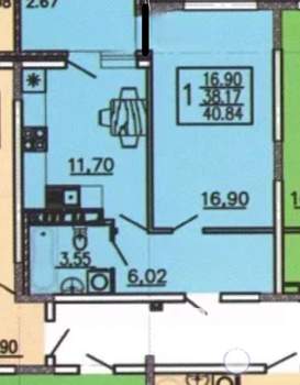1-к квартира, вторичка, 40м2, 8/8 этаж