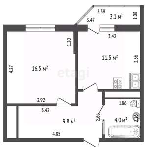 1-к квартира, вторичка, 42м2, 3/10 этаж