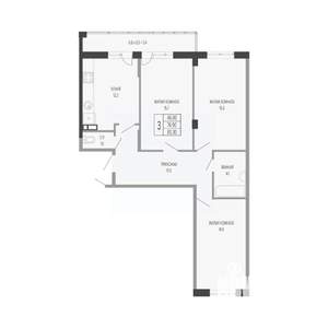 3-к квартира, вторичка, 80м2, 6/17 этаж