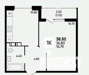 1-к квартира, вторичка, 38м2, 11/18 этаж
