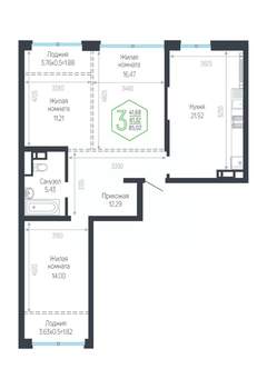 Студия квартира, вторичка, 85м2, 3/24 этаж