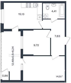 2-к квартира, вторичка, 59м2, 2/18 этаж