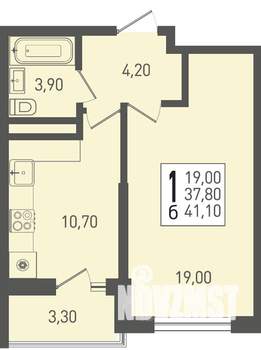 1-к квартира, вторичка, 41м2, 19/22 этаж