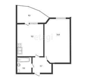 1-к квартира, вторичка, 37м2, 4/16 этаж