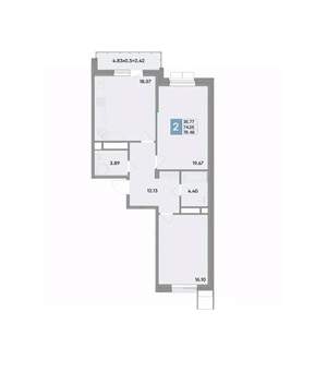2-к квартира, вторичка, 78м2, 9/12 этаж