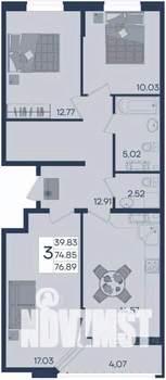 3-к квартира, вторичка, 77м2, 11/18 этаж