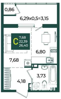 Студия квартира, вторичка, 26м2, 8/18 этаж