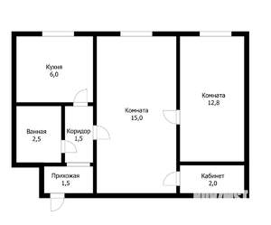 2-к квартира, вторичка, 42м2, 1/5 этаж