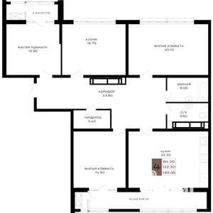4-к квартира, вторичка, 130м2, 15/23 этаж