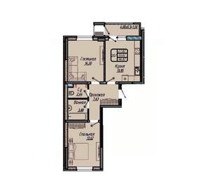 2-к квартира, вторичка, 57м2, 11/18 этаж