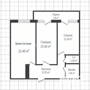 2-к квартира, вторичка, 61м2, 18/19 этаж