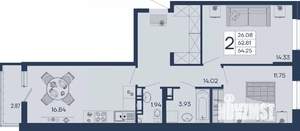 2-к квартира, вторичка, 64м2, 8/18 этаж