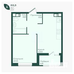 1-к квартира, вторичка, 33м2, 5/18 этаж