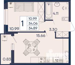 1-к квартира, вторичка, 35м2, 8/18 этаж