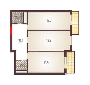 2-к квартира, вторичка, 61м2, 15/17 этаж