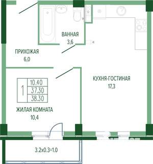 1-к квартира, вторичка, 39м2, 7/7 этаж