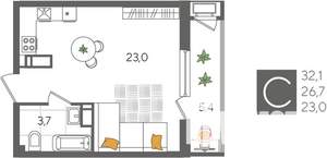 Студия квартира, вторичка, 32м2, 20/24 этаж