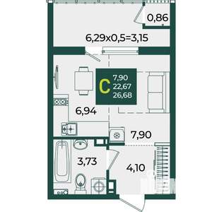 Студия квартира, вторичка, 27м2, 11/18 этаж