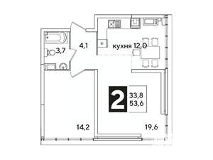 2-к квартира, вторичка, 54м2, 16/16 этаж