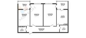 3-к квартира, вторичка, 78м2, 2/7 этаж