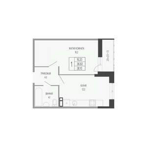 1-к квартира, вторичка, 38м2, 4/17 этаж