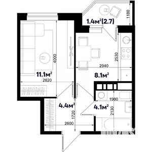 1-к квартира, строящийся дом, 29м2, 5/9 этаж