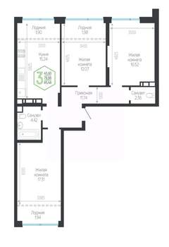 3-к квартира, вторичка, 85м2, 13/24 этаж